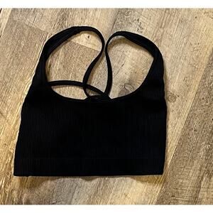 Intimately Free People Women's Ribbed Strappy Black Crop Top Size M / L